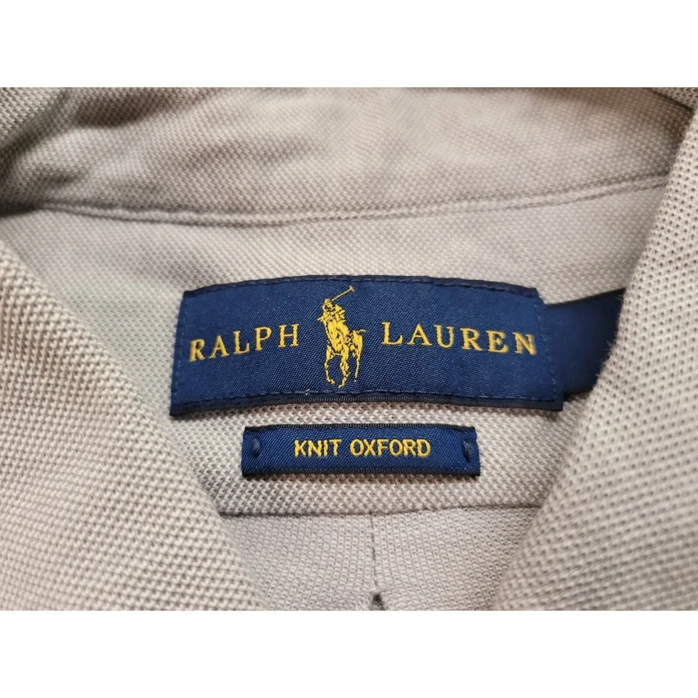 Ralph Lauren Shirt Mens XL Grey Knit Oxford Button Down Long Sleeve Flesh‎ Pony